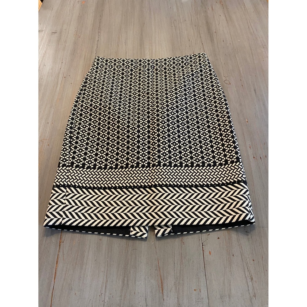 J. Crew Womens Black White Geometric Jacquard Pencil Skirt G1707 Size 0